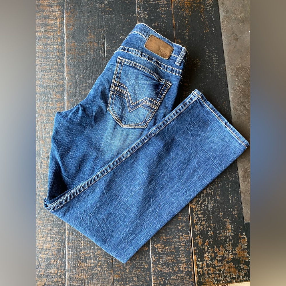 BKE Tyler Men’s Straight Leg Jeans Medium Wash 32R Like New Bootcut Denim